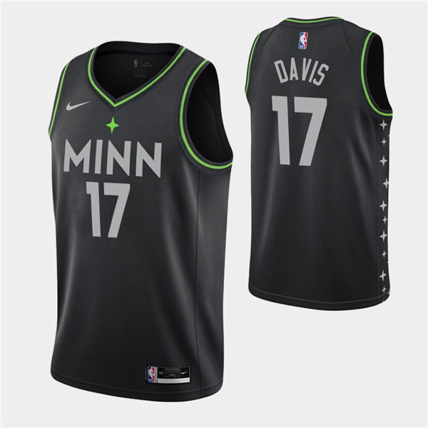 Men's Minnesota Timberwolves #17 Ed Davis Black NBA City Swingman 2020-21 Stitched Jersey